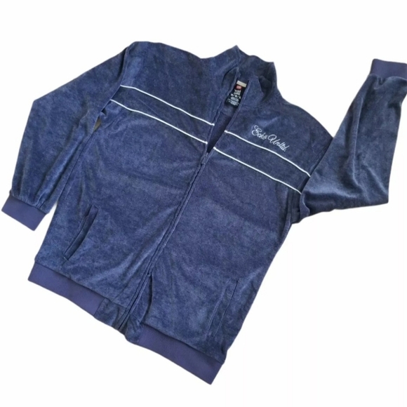 Ecko UnItd Mens Full Zip Long Sleeve Velour Track Jacket Size XL Blue Spell-out. - Picture 1 of 9
